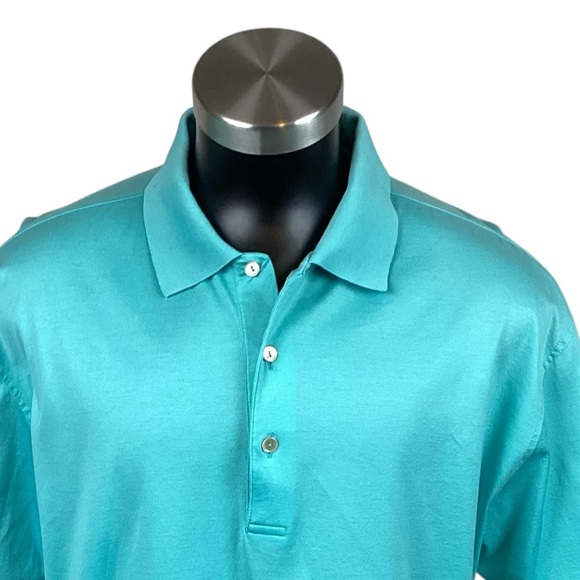 Peter Millar Polo Short Sleeve Cotton Shirt Turquoise - Picture 8 of 11